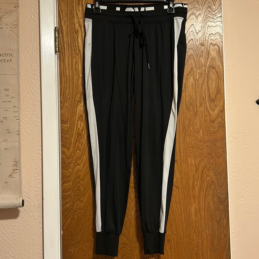 Black Joggers with White Side Stripe